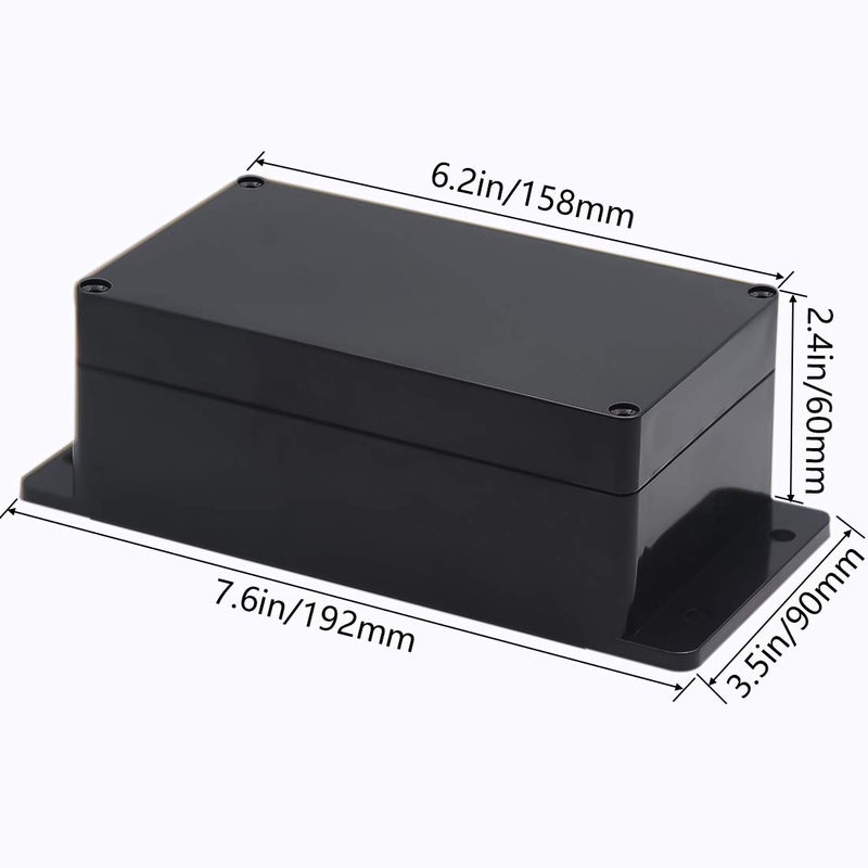 Zulkit Junction Box ABS Plastic Dustproof Waterproof IP65 Universal Electrical Boxes Project Enclosure with Fixed Ear Black 6.22 x 3.54 x 2.36 Inch (158 x 90 x 60mm) (Pack of 1) - Image 2